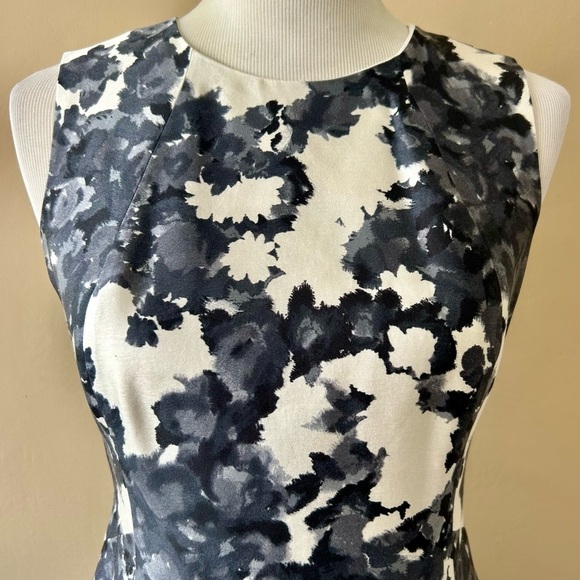 Kate Spade Leena Black White Gray Floral Dress Silk Sleeveless Sheath Size 4 - Picture 9 of 11